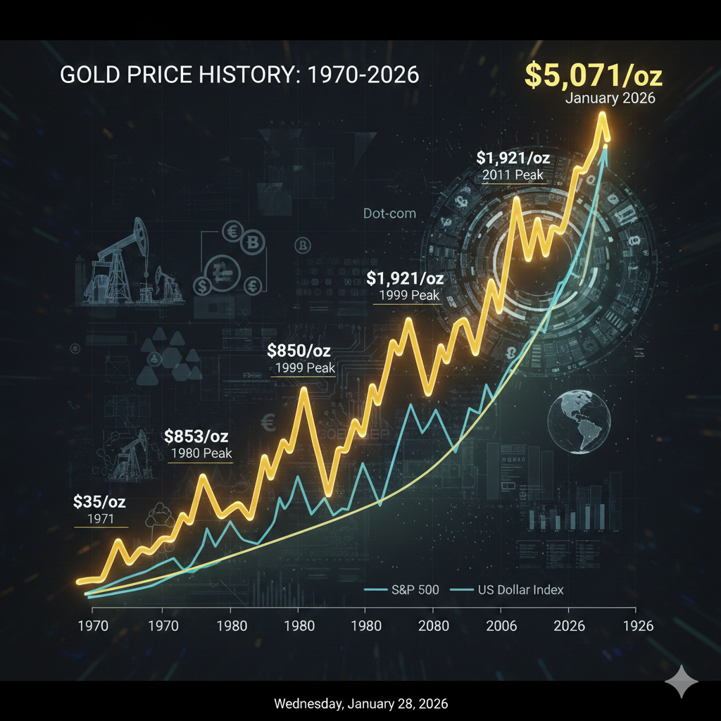 gold price in the last 50 years