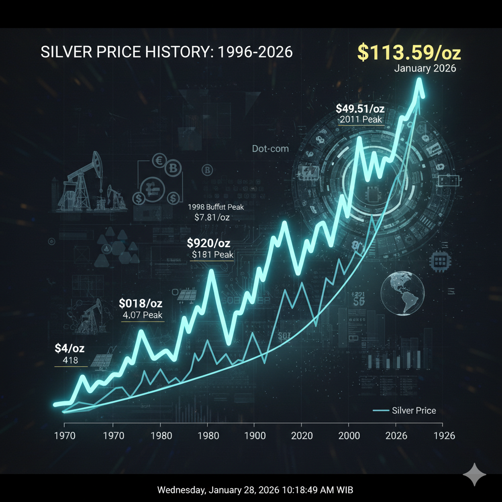 silver price chart in the last 30 years